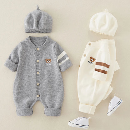 Baby Bear Cotton Knit Jumpsuit