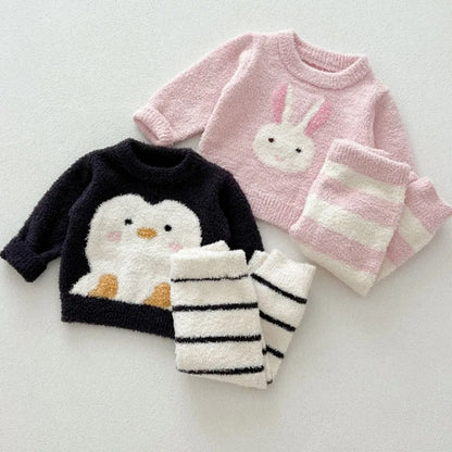 Baby Animal Fleece Warm 2-Piece Pajama Set