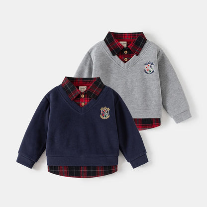 Boys Geometric Patchwork Sweater Shirt