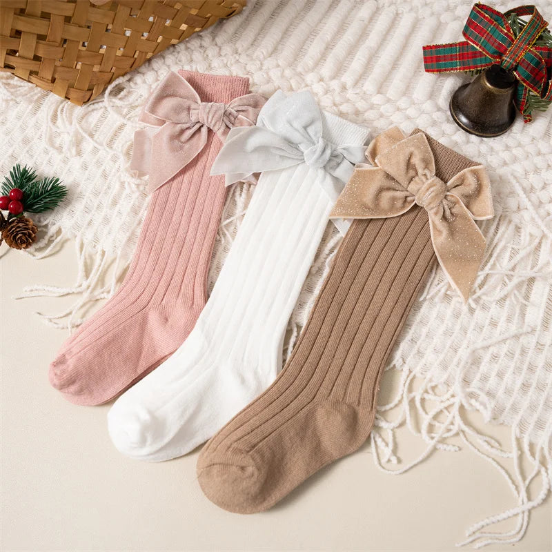 Baby Girls Bow Glittery Socks