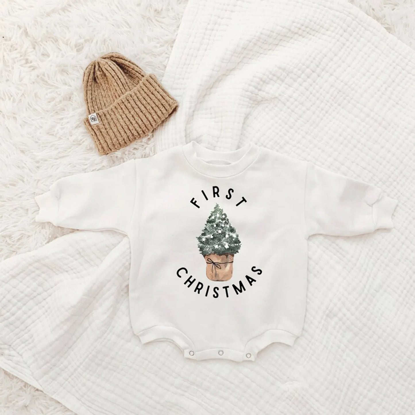 FIRST CHRISTMAS BABY ROMPER JUMPSUIT - Peachy Bloomers