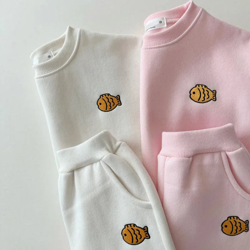 Little Fish Sweatshirt and Sweatpants Set - Peachy Bloomers