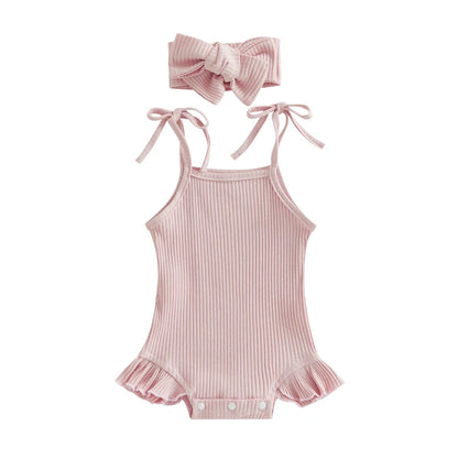 Baby Ruffle Cotton Romper – Sleeveless Summer Bodysuit