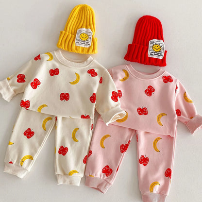 Apple & Banana Sweatshirt and Sweatpants Set - Peachy Bloomers