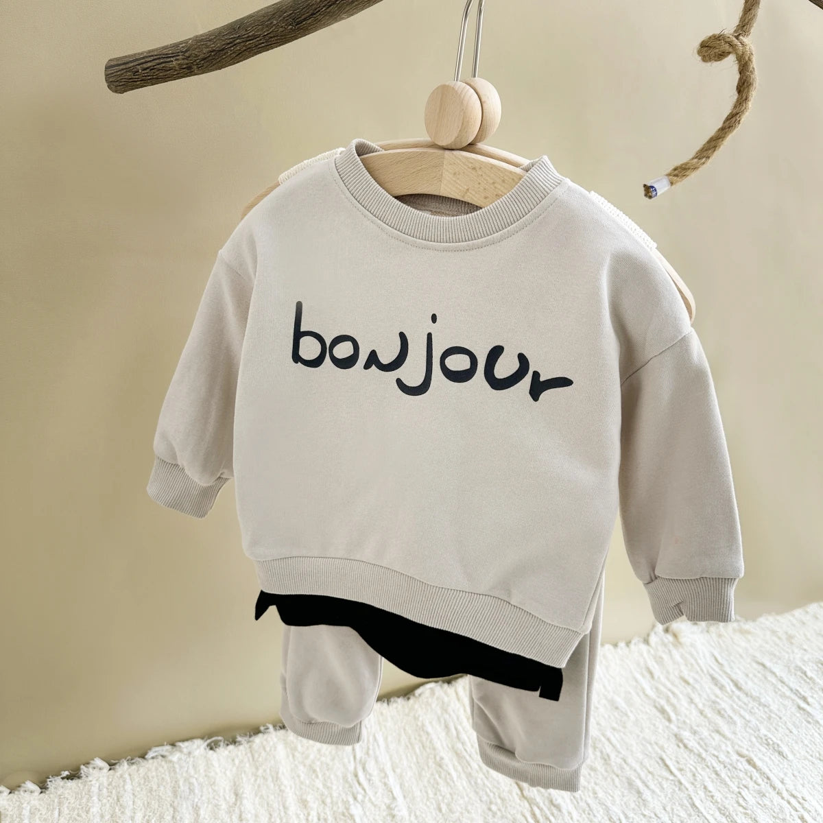 Bonjour Kids Sweatshirt and Sweatpants Set - Peachy Bloomers