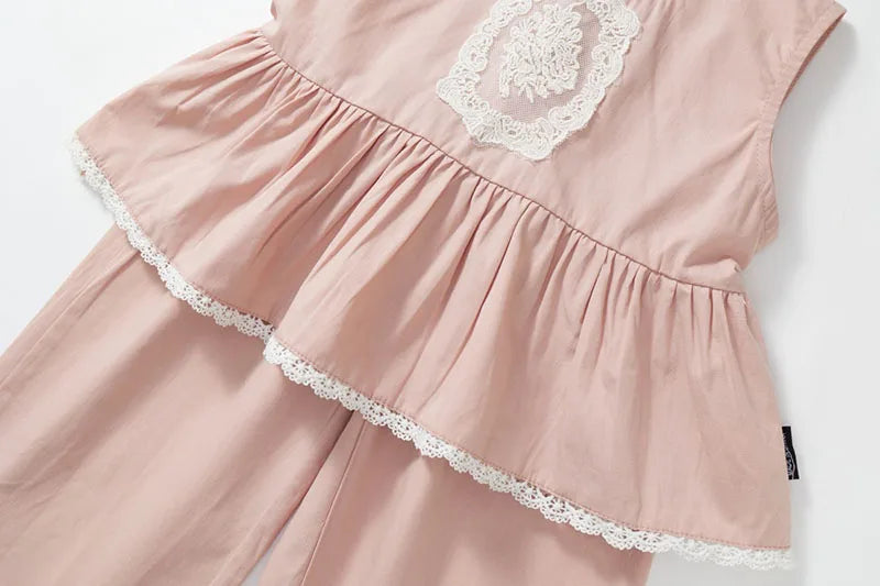 Girls Bohemian Pale PInk Cotton Set