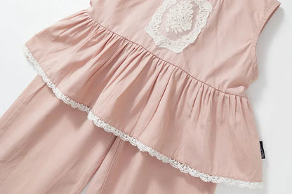 Girls Bohemian Pale PInk Cotton Set