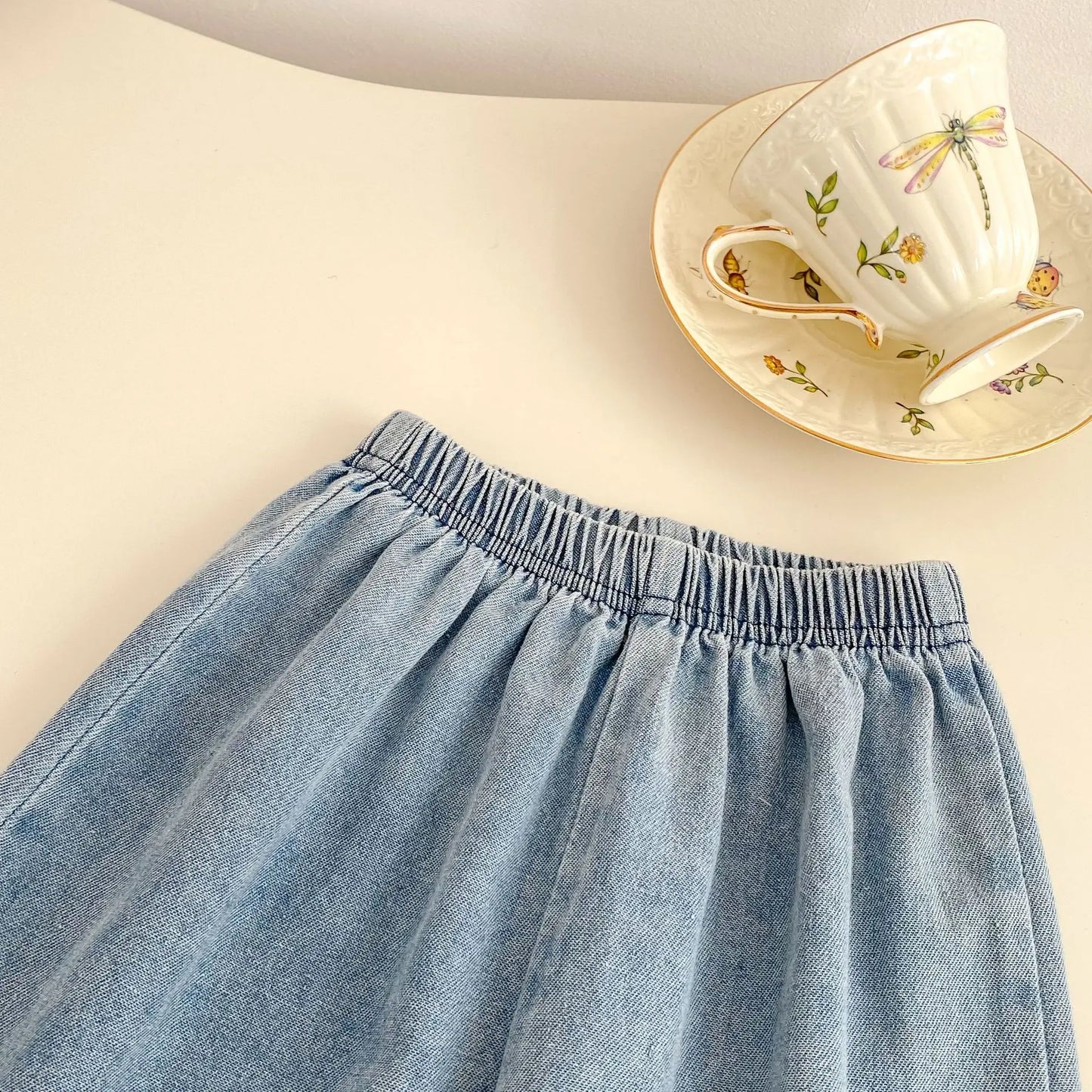 Daisy Denim Set for Girls – Cotton Summer Outfit with Embroidered Details