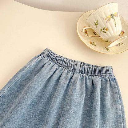 Daisy Denim Set for Girls – Cotton Summer Outfit with Embroidered Details