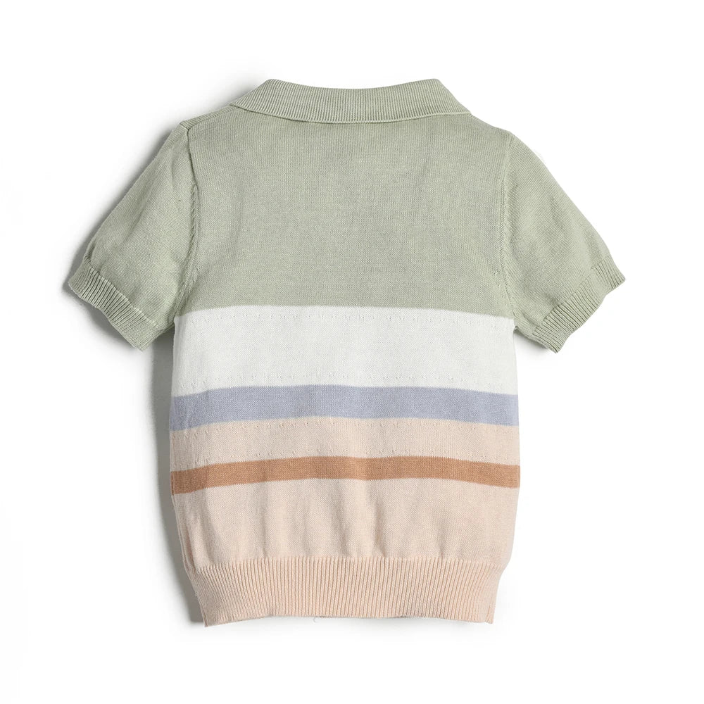 Stripe Cotton Knit Top and Shorts Set