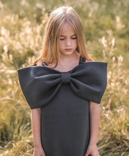 Elegant Big Bow Girls Dress - Peachy Bloomers