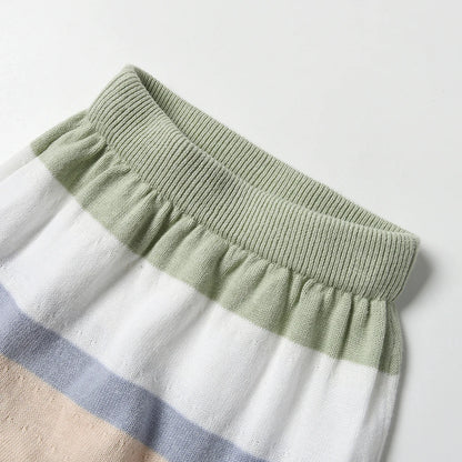 Stripe Cotton Knit Top and Shorts Set