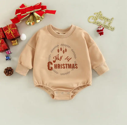 FIRST CHRISTMAS BABY ROMPER JUMPSUIT - Peachy Bloomers