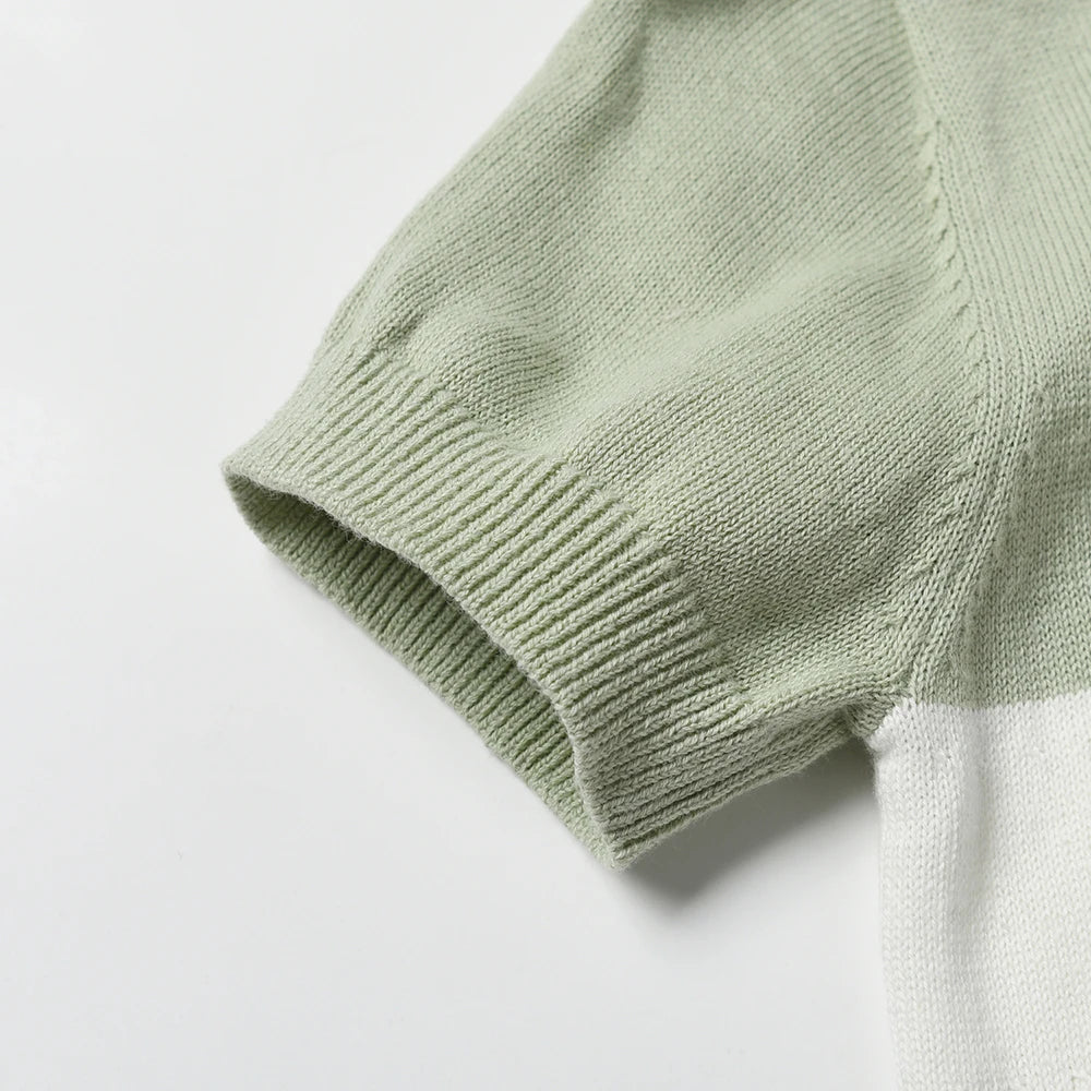 Stripe Cotton Knit Top and Shorts Set