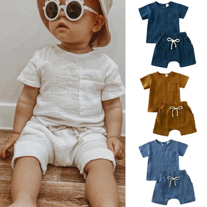 Baby Cotton Muslin Top and Shorts Set - Peachy Bloomers