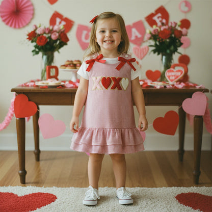 Baby Girls Valentine's Day Bow Dress Peachy Bloomers Baby Girls Valentine's Day Bow Dress Peachy Bloomers