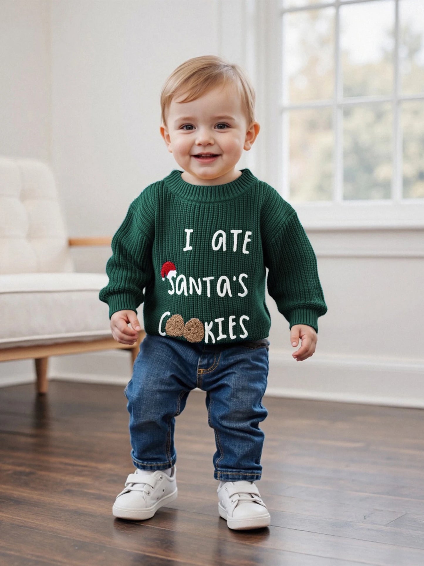 Toddler Christmas Knit Sweater - I ate Santas Cookies