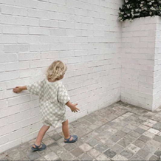Checkered Knit Toddler Top & Shorts Set