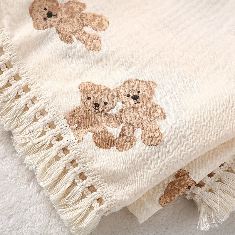 Bear Muslin Cotton Baby Blanket - Peachy Bloomers