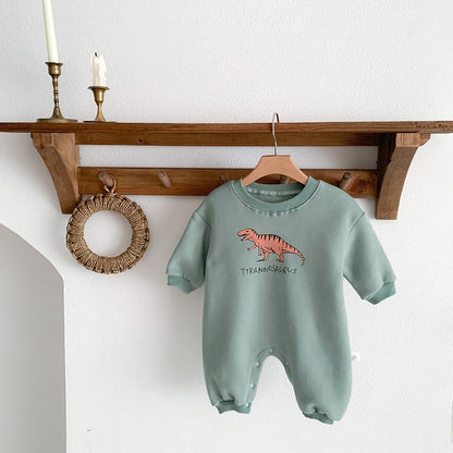 Dinosaur Fleece Romper - Peachy Bloomers