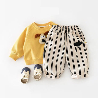 Stripe Elephant Cotton Pants