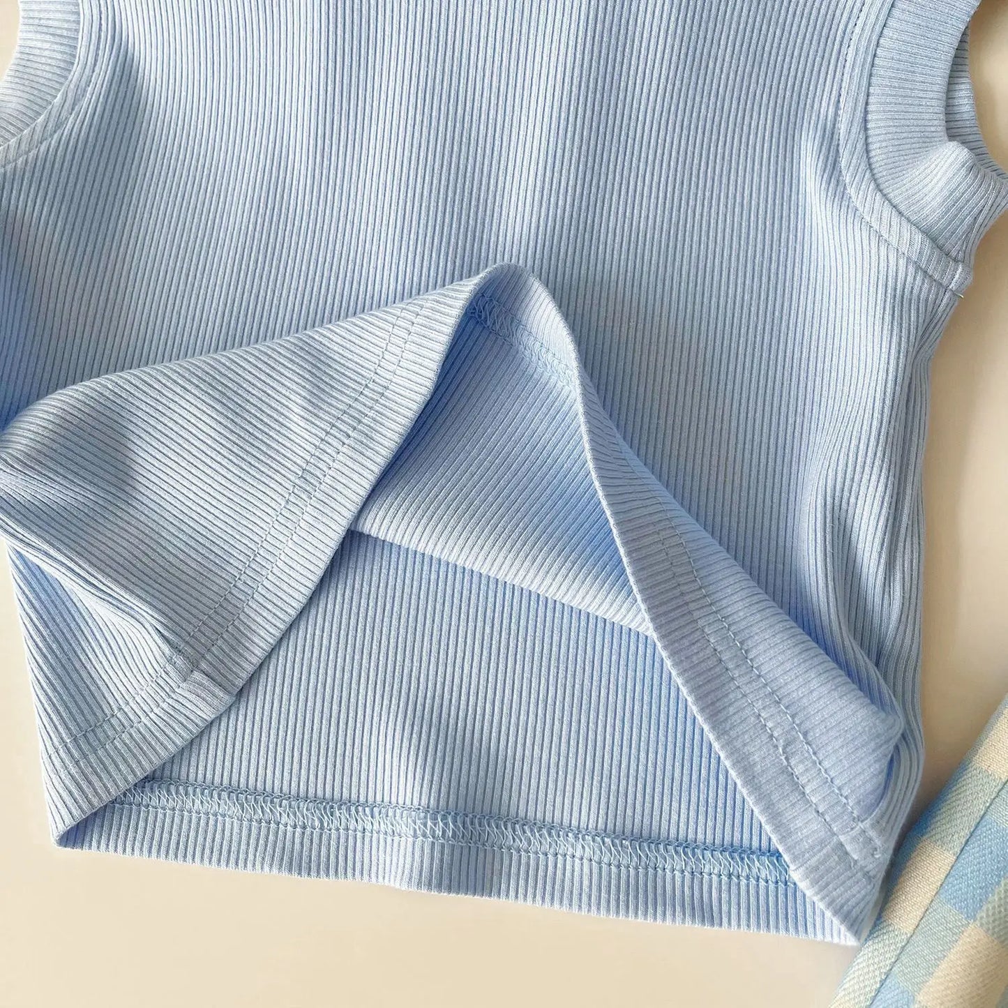 Bow Checkered Girls Cotton Set