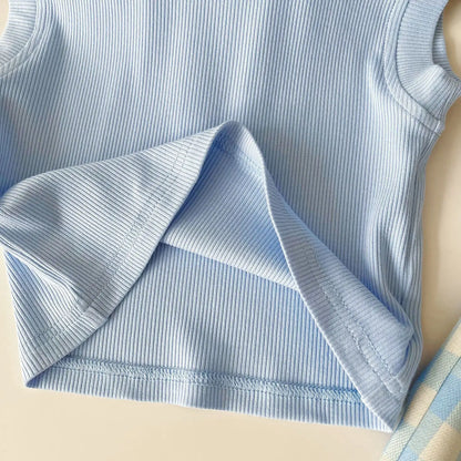 Bow Checkered Girls Cotton Set