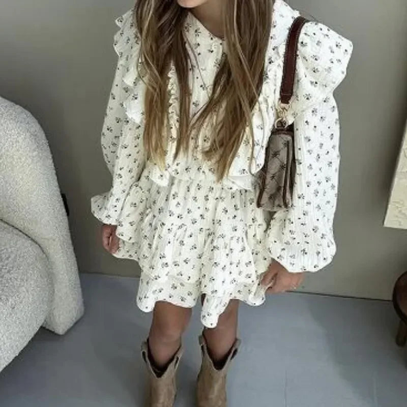 Girls Cotton Muslin Set - Ruffle Top & Skirt