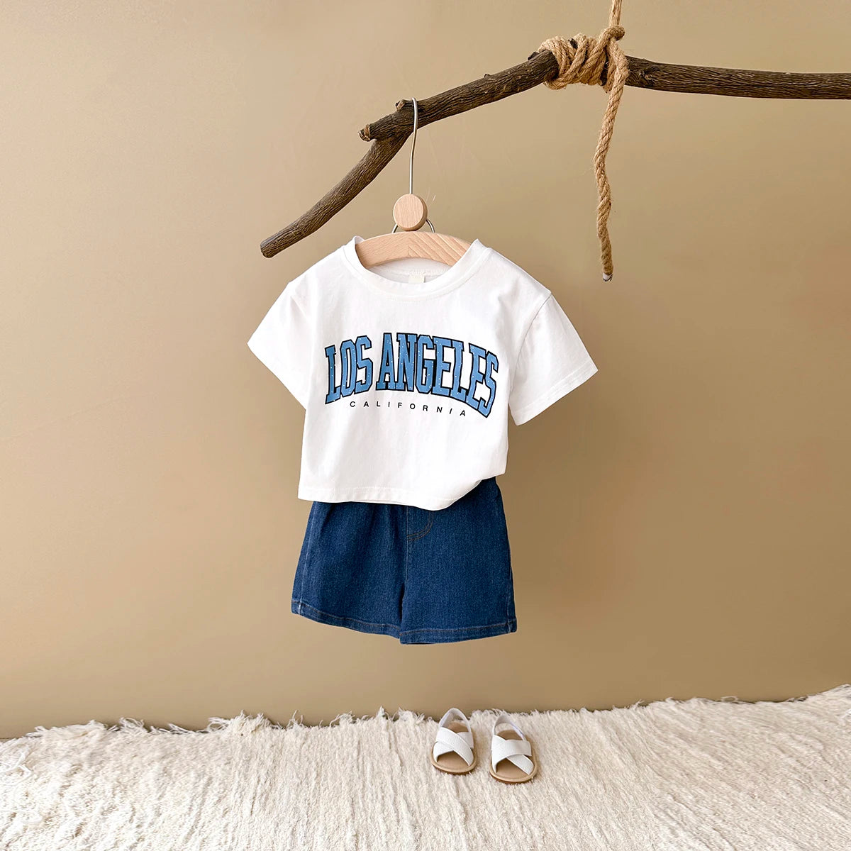 Los Angeles Cotton T-Shirt and Denim Shorts