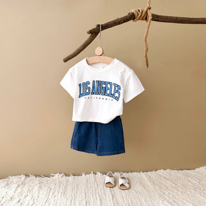 Los Angeles Cotton T-Shirt and Denim Shorts