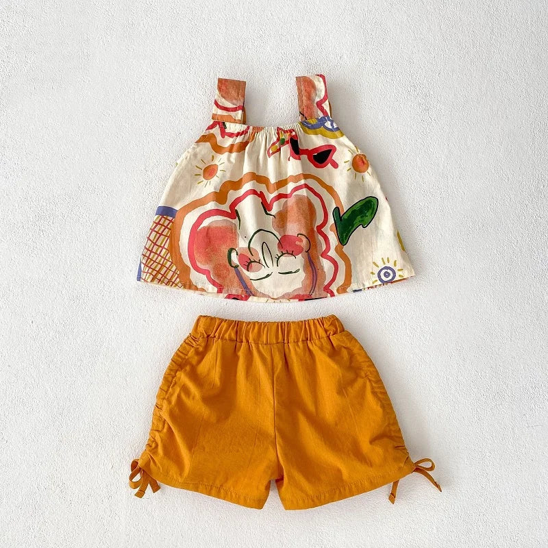 Girls Print Camisole and Shorts Set - Peachy Bloomers