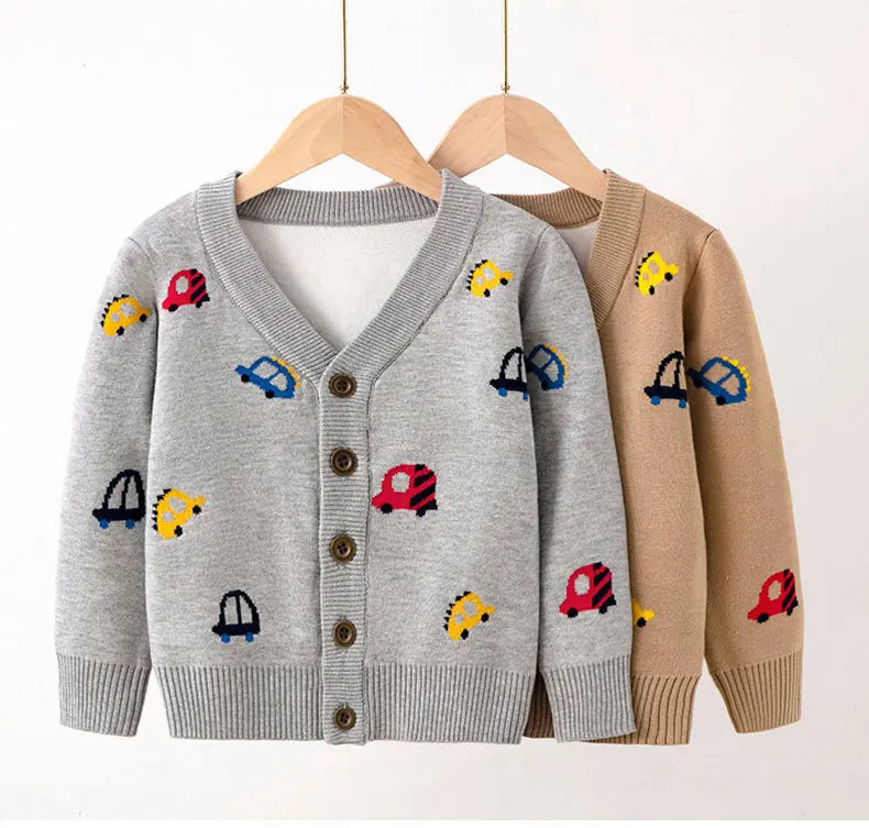 Car Embroidery Knit Cardigan