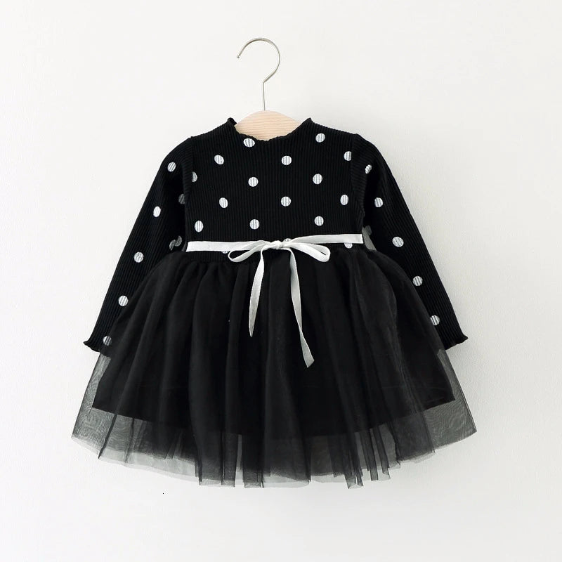 Polka Dot Knit Tulle Dress