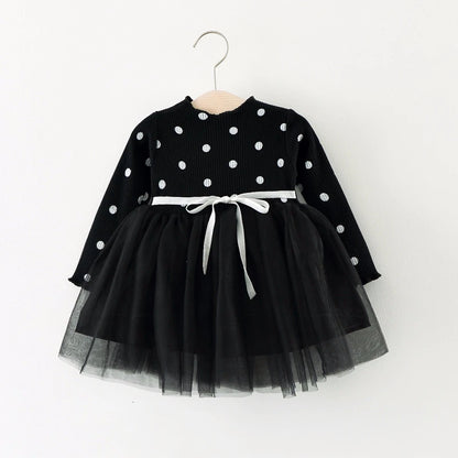 Polka Dot Knit Tulle Dress