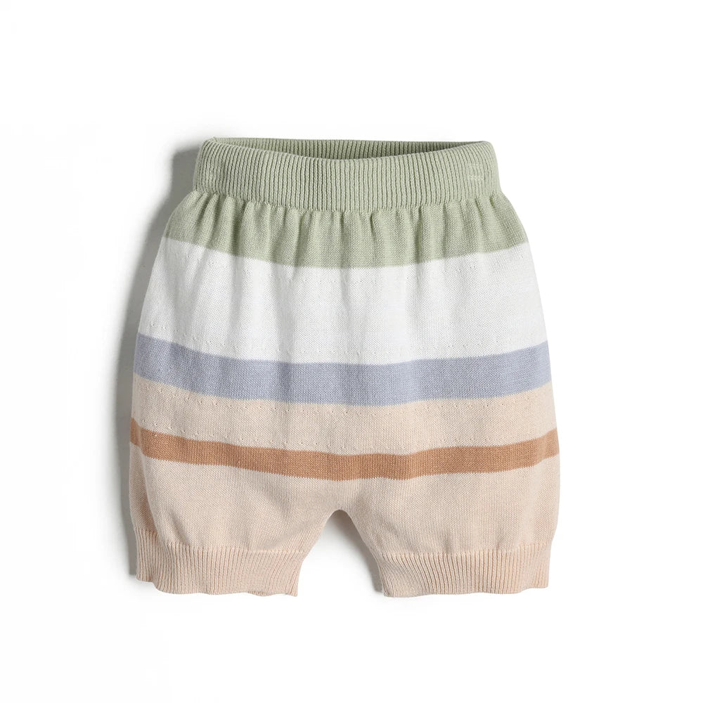 Stripe Cotton Knit Top and Shorts Set