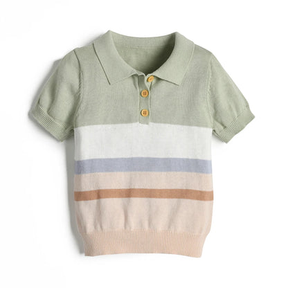 Stripe Cotton Knit Top and Shorts Set