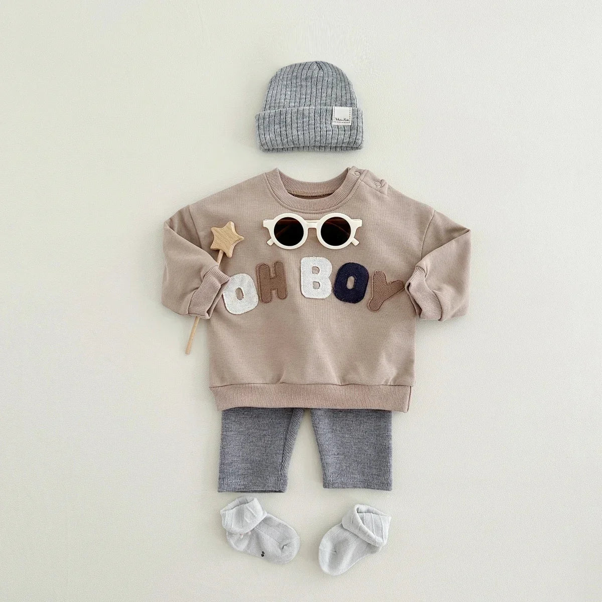 "OH BOY" Sweatshirt and Sweatpants Set - Peachy Bloomers