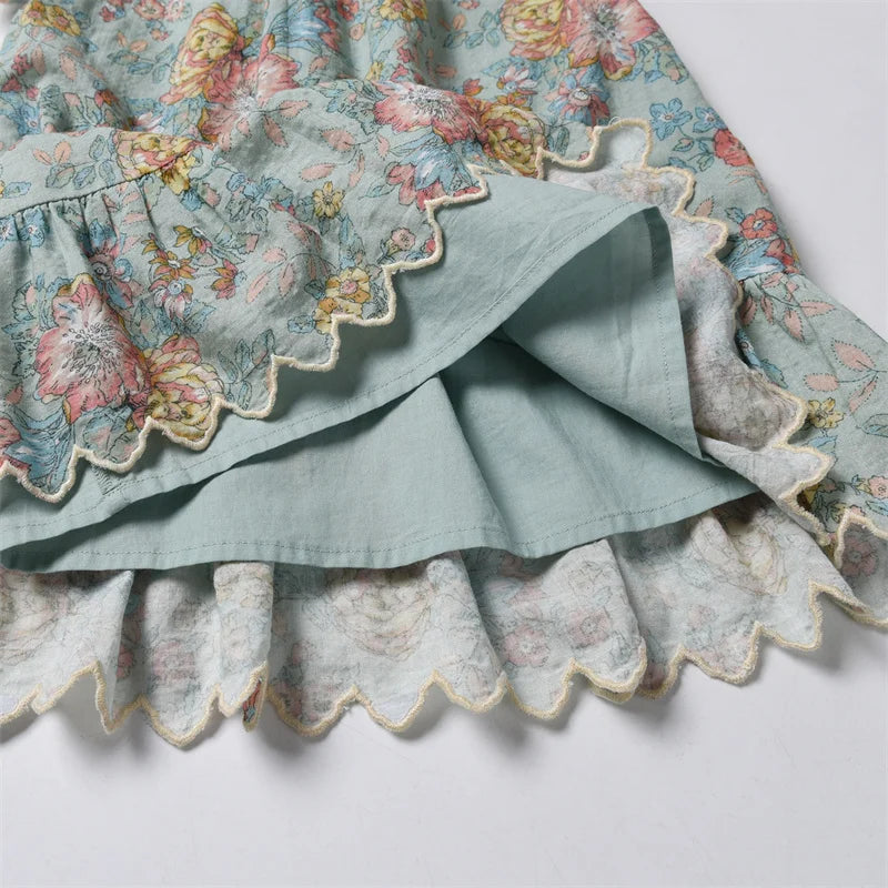 All Over Floral Cotton Girls Dress - Peachy Bloomers