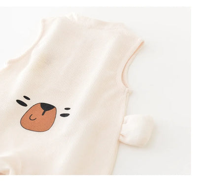Bear Sleeveless Baby Romper – Soft & Playful Summer Style