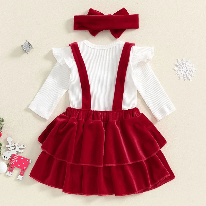 Holiday Christmas Girls Dress - 3 Piece Set