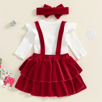 Holiday Christmas Girls Dress - 3 Piece Set