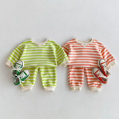 Colorful Striped Sweatshirt & Sweatpants Set