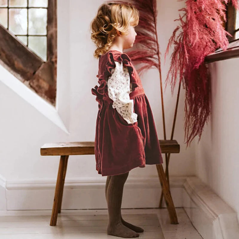 Girls Sleeveless Velvet Vest Dress - Peachy Bloomers