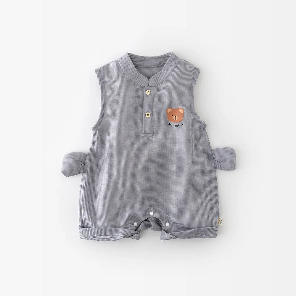 Bear Sleeveless Baby Romper – Soft & Playful Summer Style