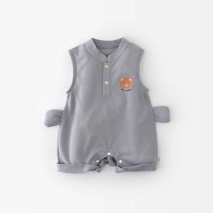 Bear Sleeveless Baby Romper – Soft & Playful Summer Style