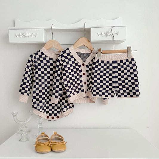Classic Knit Retro Checkered Set - Peachy Bloomers
