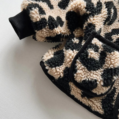 Leopard Print Fleece Girls Jacket