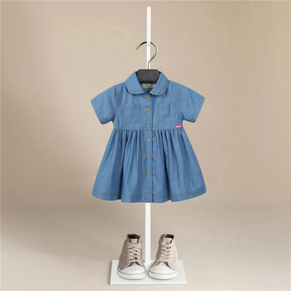 Girl Flare Denim Dress - Peachy Bloomers