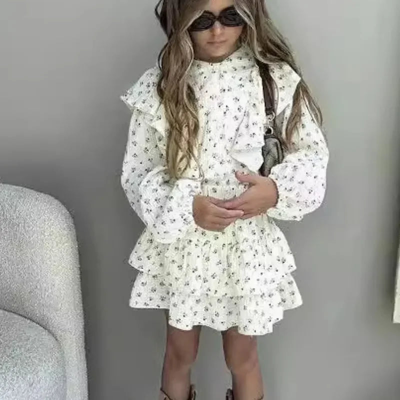 Girls Cotton Muslin Set - Ruffle Top & Skirt