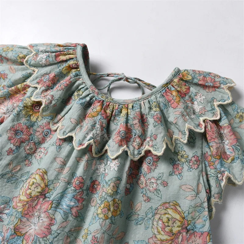 All Over Floral Cotton Girls Dress - Peachy Bloomers